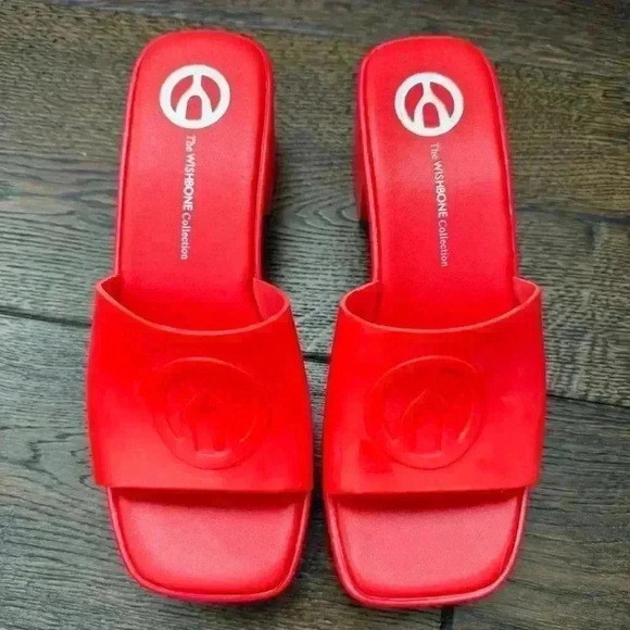 WISHBONE - Leslie Heeled Mules -  Red - Picture 1 of 8